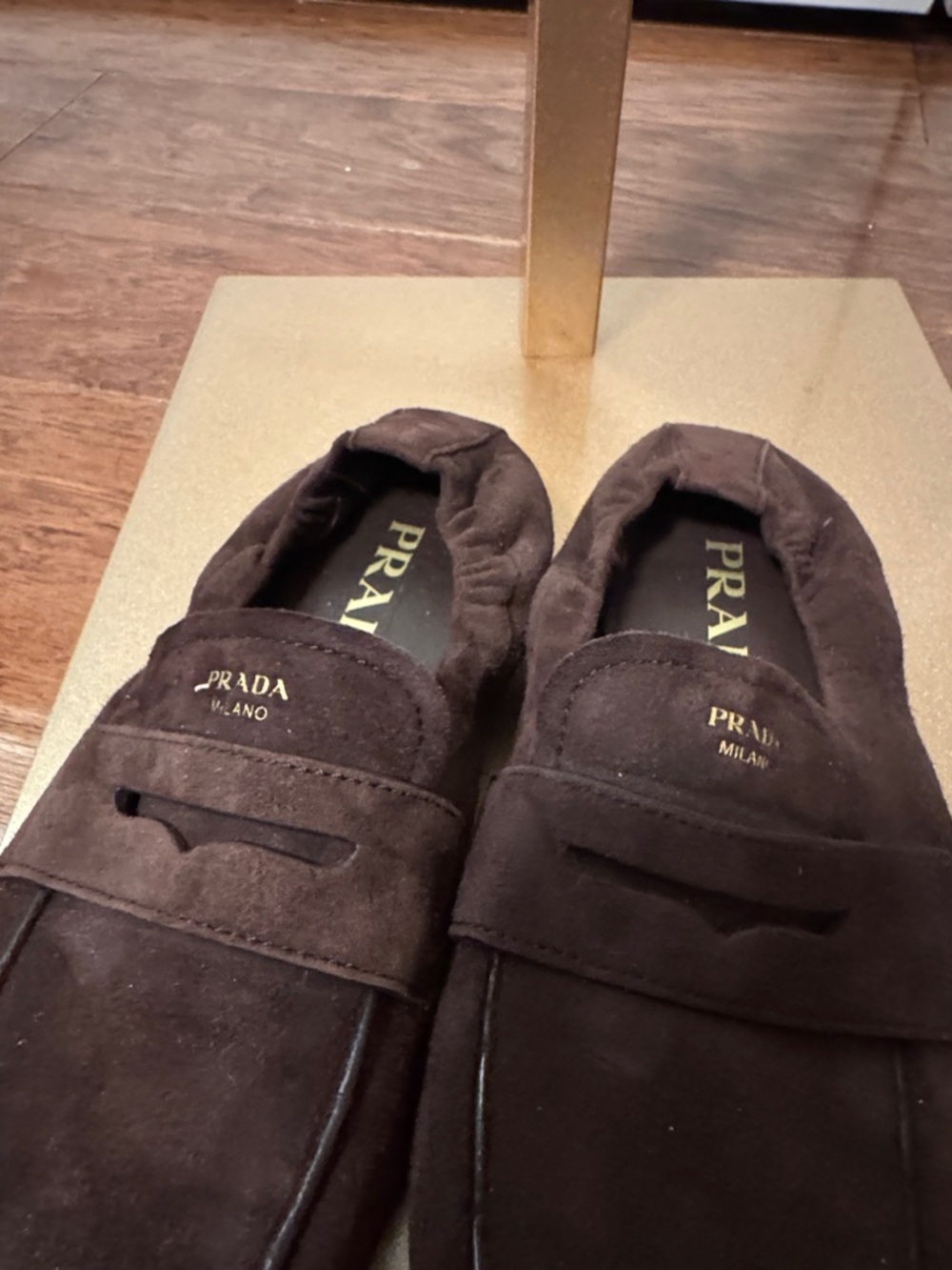 Prada Dark Brown Suede Penny Loafers - Picture 2 of 5